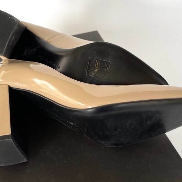 Bottega Veneta 430391 Patent Leather Cherbourg Pumps, Black, Tan or Gray - Picture 6 of 13